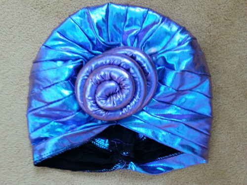 Turban blau schillernd - , glitzer