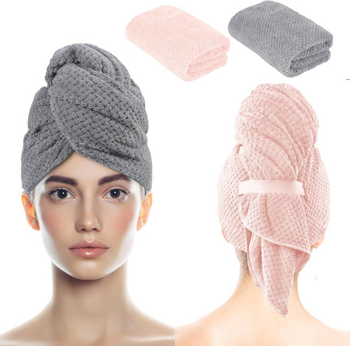 Mikrofaser haarturban 2er set - mikrofaser,